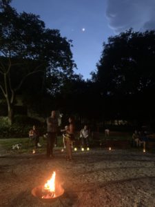 Litha celebrated on the UUFBR Labyrinth with bonfire and 