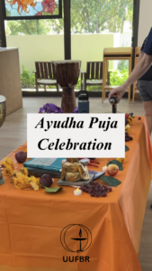 A table displaying the tools of our trades and livelihoods for the Ayudha Puja celebration