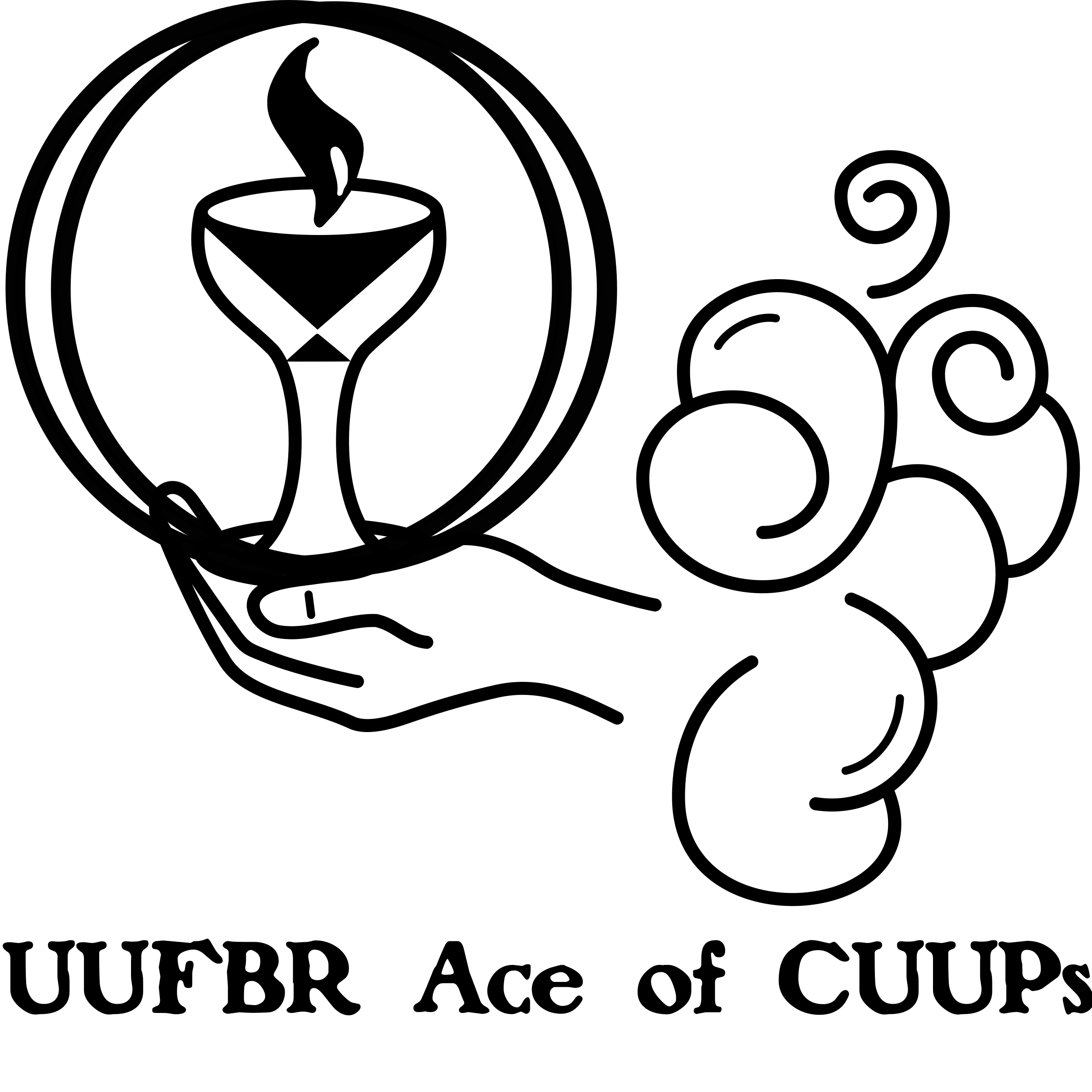 The Ace of Cups tarot card, reimagined with the UUFBR chalice and double hoops
